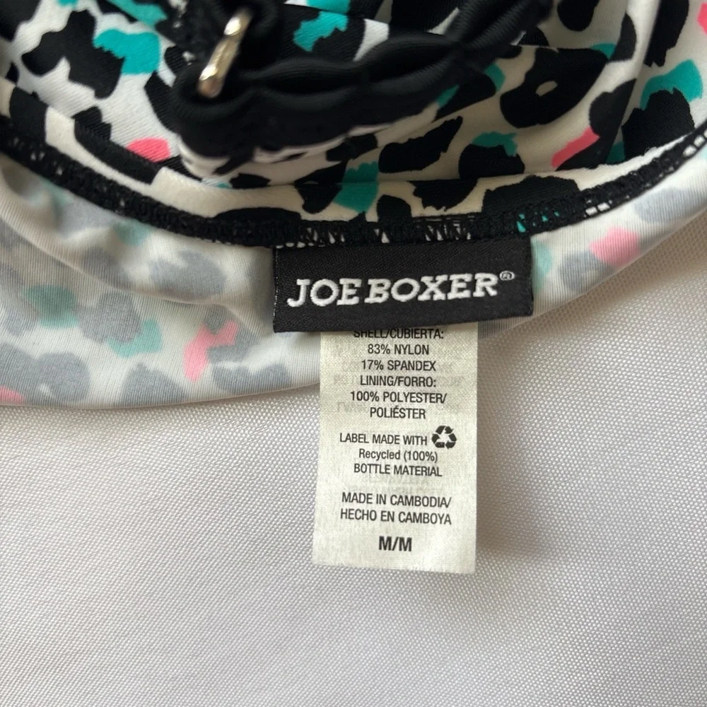 Joe Boxer White Leopard Print Push-Up Halter Tankini with Teal & Pink Accents - Picture 4 of 4